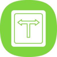 T Junction Glyph Curve Icon vector