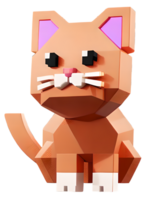 3D Illustration of a pixelated cat png