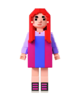 3d ilustración pixelado niña png