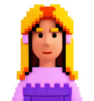 3d ilustração pixelizada menina png