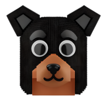 3D Illustration of a pixelated dog png