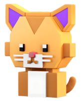 3D Illustration of a pixelated cat png