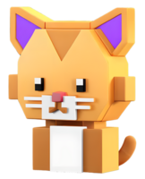 3d ilustración de un pixelado gato png