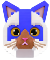 3D Illustration of a pixelated cat png