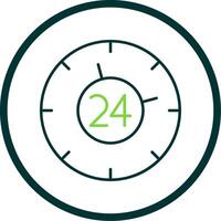 24 horas línea circulo icono vector