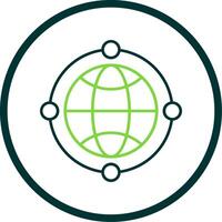 Globe Line Circle Icon vector