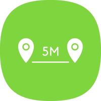 Distance Glyph Curve Icon vector