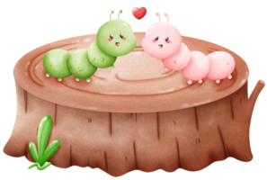 Two colored worms in love png