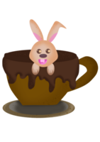 Rabbit in a cocoa cup png