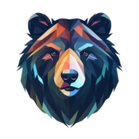 Collection of Colorful Abstract Bear Head Logo Designs Isolated png