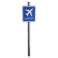 Airport sign on the road clipart flat design icon isolated on transparent background, 3D render road sign and traffic sign concept png