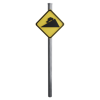 Dangerous slope sign on the road clipart flat design icon isolated on transparent background, 3D render road sign and traffic sign concept png