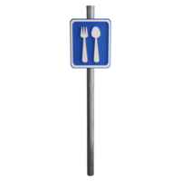 restaurante firmar en el la carretera clipart plano diseño icono aislado en transparente fondo, 3d hacer la carretera firmar y tráfico firmar concepto png