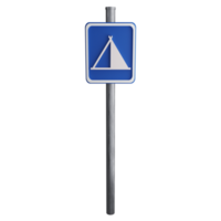 Camping sign on the road clipart flat design icon isolated on transparent background, 3D render road sign and traffic sign concept png