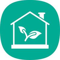 Eco House Glyph Curve Icon vector