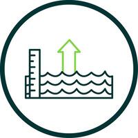 Sea Level Rise Line Circle Icon vector