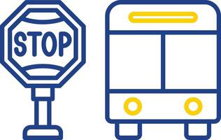 Bus Stop Line Two Color Icon vector