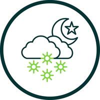 noche nieve línea circulo icono vector
