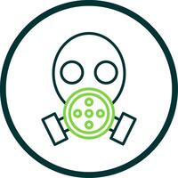 Gas Mask Line Circle Icon vector