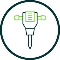 Jack Hammer Line Circle Icon vector