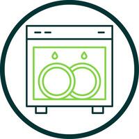 Dish Washing Line Circle Icon vector