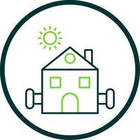 Farmhouse Line Circle Icon vector