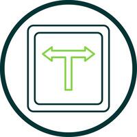 T Junction Line Circle Icon vector