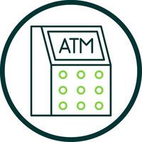 Atm Machine Line Circle Icon vector