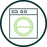 Laundry Machine Line Circle Icon vector