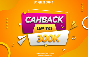 pengar tillbaka 300k text effekt, font redigerbar, typografi, 3d text, för bakgrund baner psd