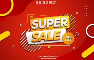 super sale text effect, font editable, typography, 3d text, for background banner psd