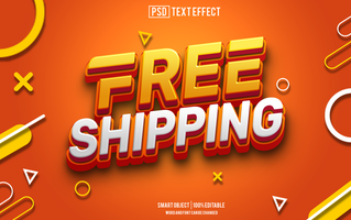 free shipping text effect, font editable, typography, 3d text. psd