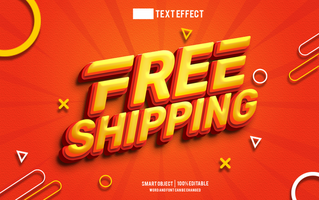 free shipping text effect, font editable, typography, 3d text. psd