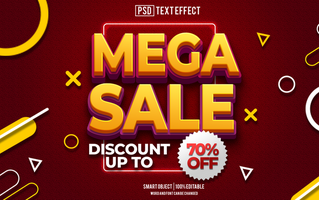 mega sale text effect, font editable, typography, 3d text. psd