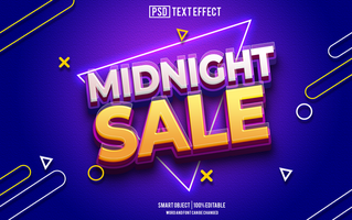 mezzanotte vendita testo effetto, font modificabile, tipografia, 3d testo. psd
