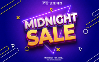 midnight sale text effect, font editable, typography, 3d text. psd