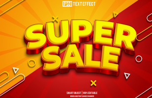 super sale text effect, font editable, typography, 3d text psd