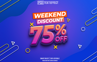 discount 75 percent text effect, font editable, typography, 3d text psd