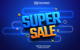 super sale text effect, font editable, typography, 3d text. psd