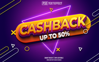 cashback text effect, font editable, typography, 3d text. psd