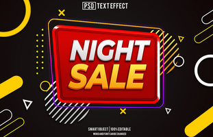 night sale text effect, font editable, typography, 3d text, for background banner psd