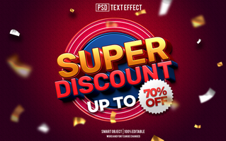 super sconto testo effetto, font modificabile, tipografia, 3d testo. psd