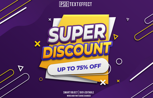 super discount text effect, font editable, typography, 3d text, for background banner psd