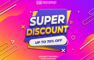 súper descuento texto efecto, fuente editable, tipografía, 3d texto psd