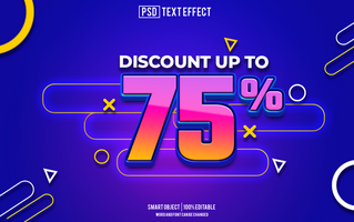 discount 75 percent text effect, font editable, typography, 3d text psd