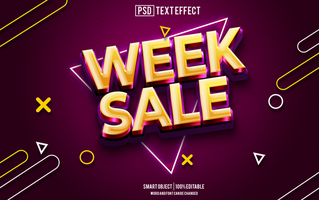 week sale text effect, font editable, typography, 3d text. psd
