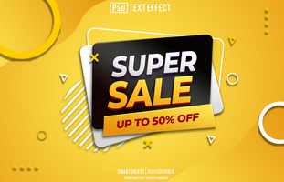 super sale text effect, font editable, typography, 3d text, for background banner psd