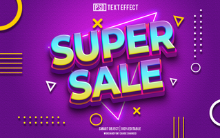 super sale text effect, font editable, typography, 3d text. psd