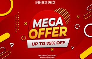 mega offer text effect, font editable, typography, 3d text, for background banner psd