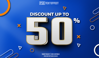 descuento 50 por ciento texto efecto, fuente editable, tipografía, 3d texto psd